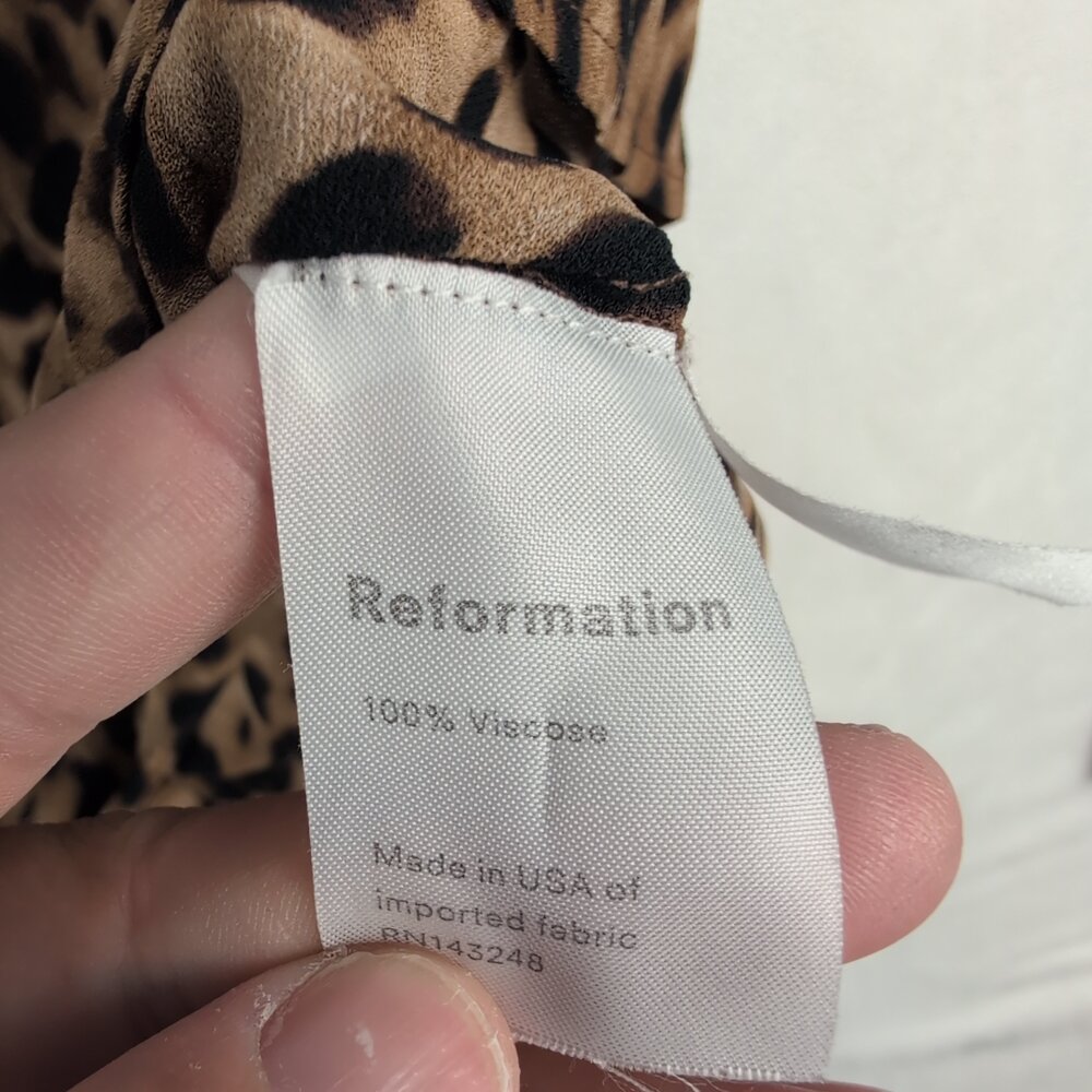 Reformation Leopard Print Button-Down Blouse Sz M - image 6